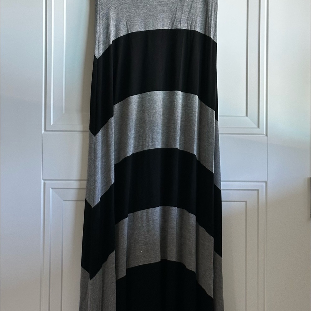 Striped Maxi Skirt/Dress in Gray and Black